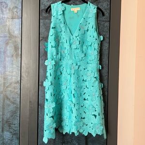Michael Kors blue brocade mini dress